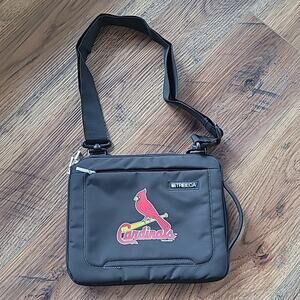 Tribeca Cardinals Messenger Bag, Purse, Black, Red Cardinal, Baseball